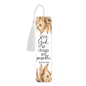 Religious Aluminium Bookmark with Tassel - With God All Things Are Possible