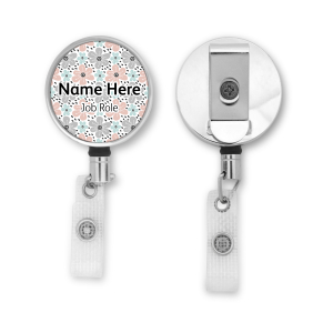 Personalised Metal ID Reel - Cute Pastel Flowers