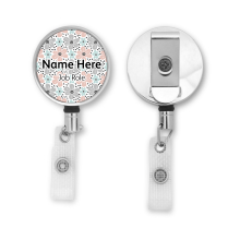 Personalised Metal ID Reel - Cute Pastel Flowers