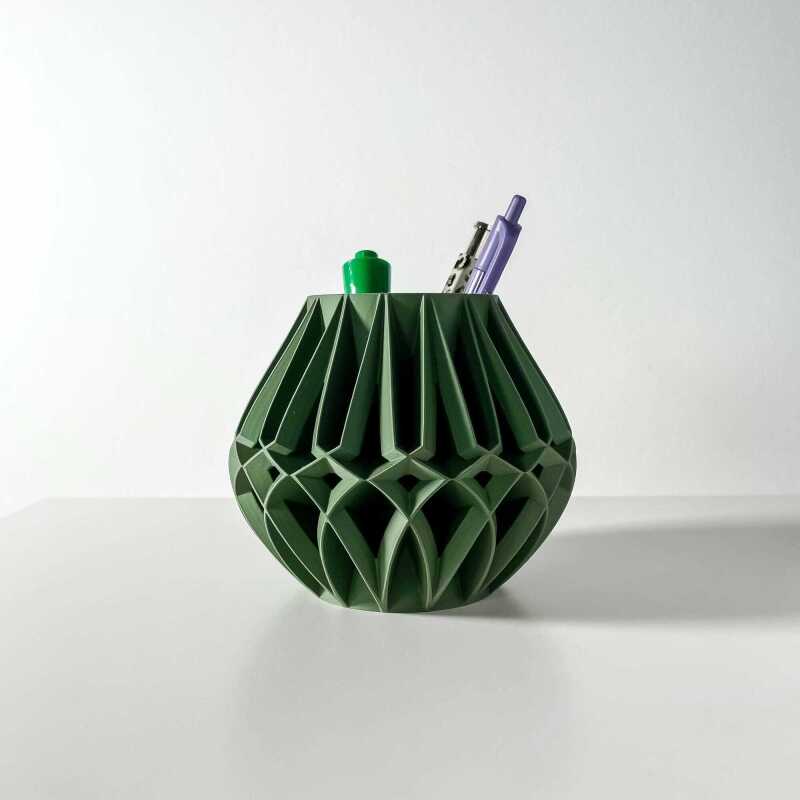 The Janio Pen Holder | Desk Organizer and Pencil Cup Holder - Matte Dark Green