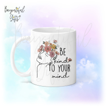 Be Kind To Your Mind Vintage Style Line Art Ceramic Mug