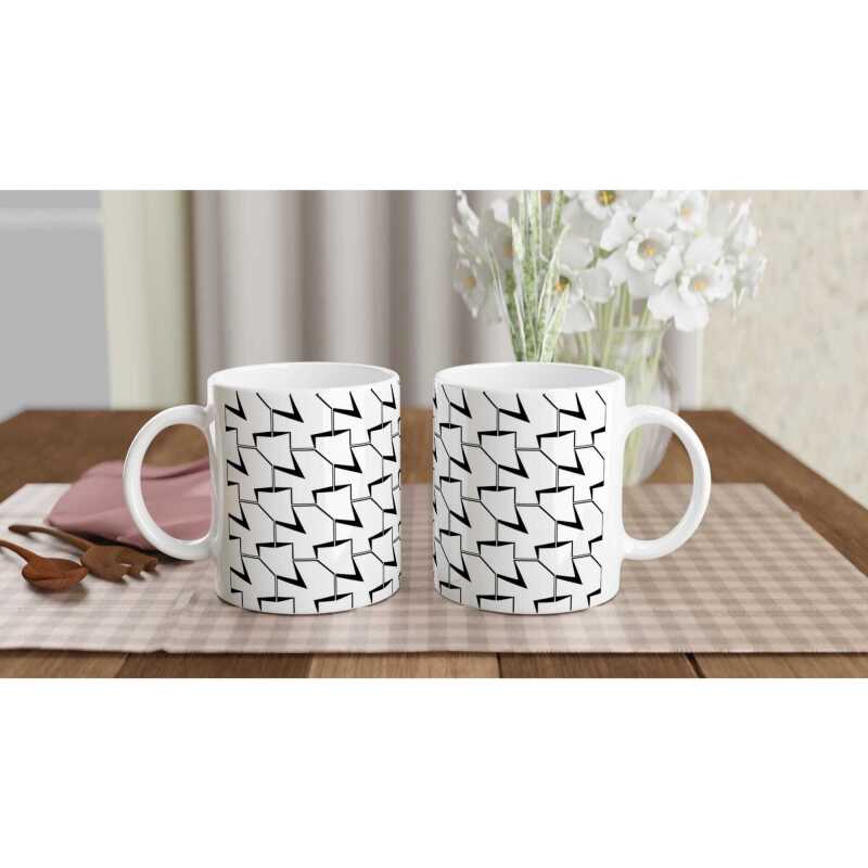 Abstract Black Pattern Mug - Ceramic White