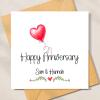 Personalised Anniversary Card For couple, Couple Anniversary Card, Happy anniversary Greeting Card Simple Red Heart Balloon Anniverysary