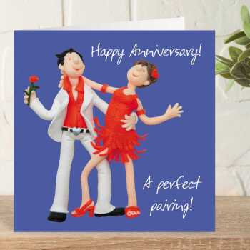 Perfect pairing anniversary card for a couple - designed by Erica Sturla - 15cm square and blank inside, made in the UK
