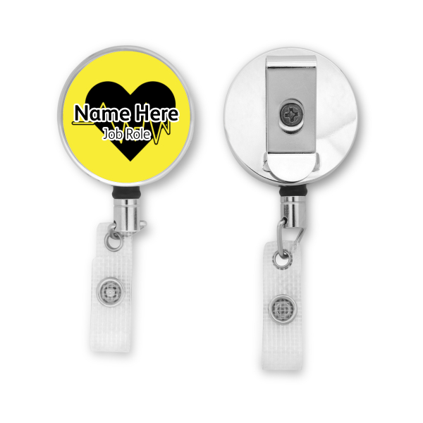 Personalised Metal ID Reel - Classic Yellow - Heart Icon