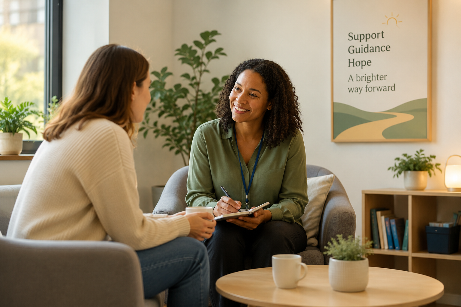People talking supportively