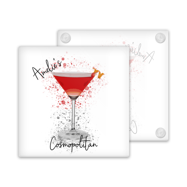 Personalised Cosmopolitan Glass Coaster with Splash Effect