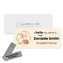 Name Badge - Cute Floral Animal Hello My Name is... - Deer