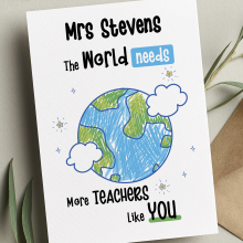 Teacher Card - The Best Teacher In The World Card - Small (Approx. A6)