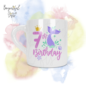 Personalised Mermaid 7th Birthday Number Smug Mug® (6oz)