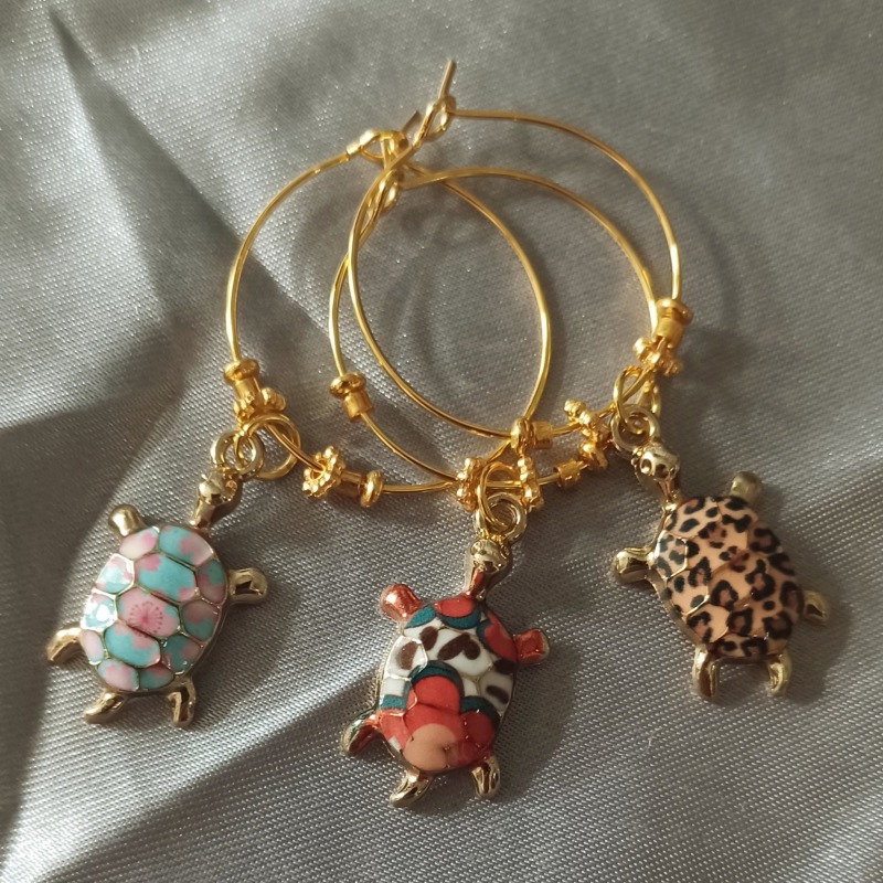 Wine Glass Charms with Turtles - Set of 6 on card