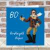 Penblwydd hapus 80 - a Welsh 80th birthday card for him - designed by Erica Sturla - 15cm square and blank inside, made in the UK