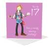 17th birthday card for her - designed by Erica Sturla - 15cm square and blank inside, made in the UK