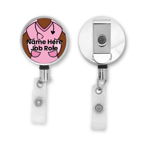 Personalised Metal ID Reel - Pink Scrubs - Skin Tone 4