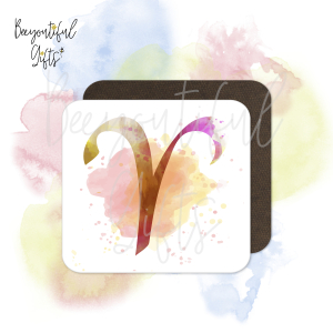 Watercolour Zodiac Sign Wooden Coaster - Aries