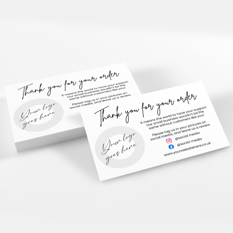 Thank You For Your Order Cards - Thank You Business Cards - Sample Card