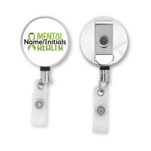 Personalised Metal ID Reel - Mental Health Ribbon