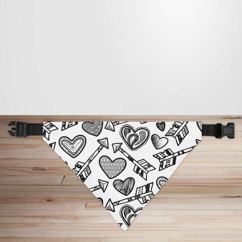 Valentine's Day Hearts & Arrows Dog/Puppy Bandana - Small - 12x17cm (Strap: 25cm - 40cm)
