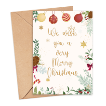 Christmas Card - We Wish You A Very Merry Christmas - Small (Approx. A6 | 105mm x 148mm | 4.1in x 5.8in) - Standard Smooth Card