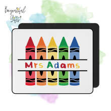 Personalised Mouse Mat - Teacher's Name Crayon Monogram