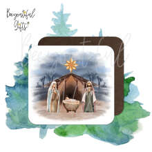 Christmas Coaster - Watercolour Nativity