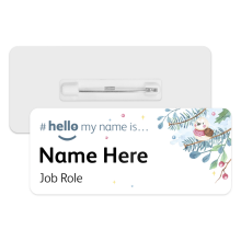 #hello my name is... Name Badge - Watercolour Christmas Robin