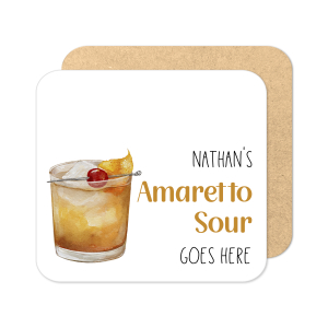 Personalised Amaretto Sour Coaster | Personalised Cocktail Coaster