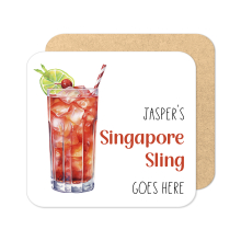 Personalised Singapore Sling Coaster | Personalised Cocktail Coaster