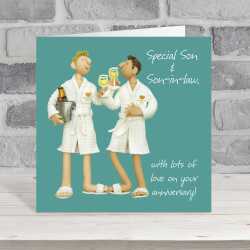 Anniversary card (son and son-in-law) - designed by Erica Sturla - 15cm square and blank inside, made in the UK