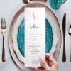 Printed Menu Event for Girl Personalised with Initial and Courses | Teddy Bear | Party, Birthday, Baby Shower, Baptism, Communion - Squared - Sample (not custom)