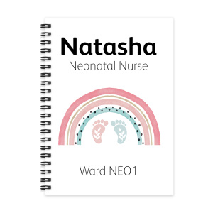 Personalised A5 Notebook - Boho Baby Pink & Blue Rainbow