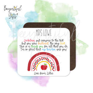 Personalised Teacher Coaster - Lockdown Teacher Appreciation Poem - Standard Wooden Coaster