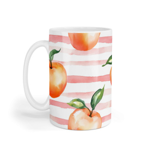 Ceramic Mug - Fruity Peach Stripes