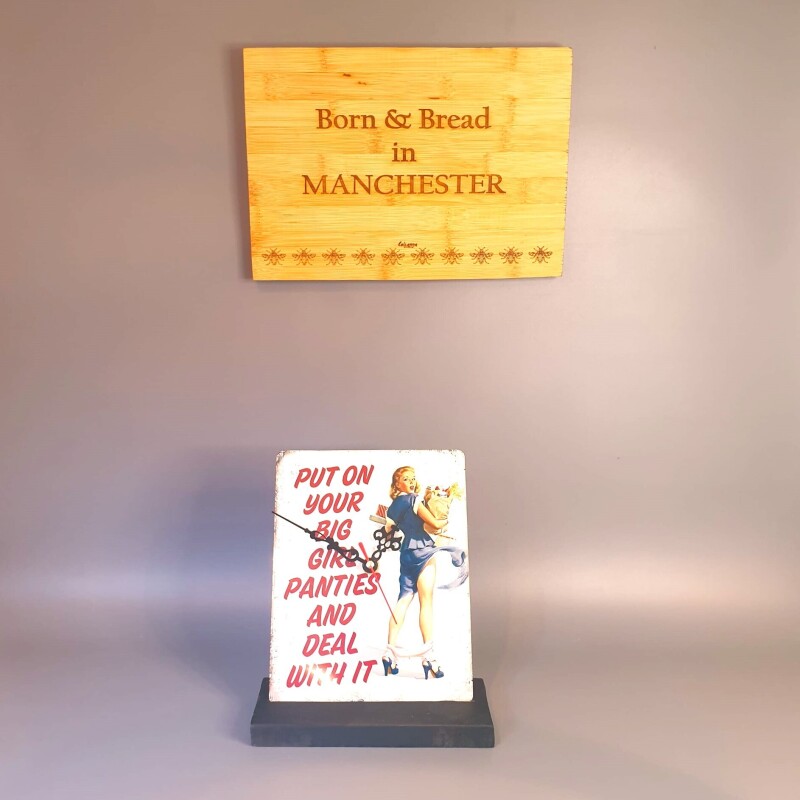 The Metal Table Clock Signs - Empowering quote "PUT ON YOUR BIG GIRL PANTIES AND DEAL WITH IT"