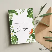 Personalised 1st Birthday Card - Tropical Theme - Small (Approx. A6 | 105mm x 148mm | 4.1in x 5.8in)