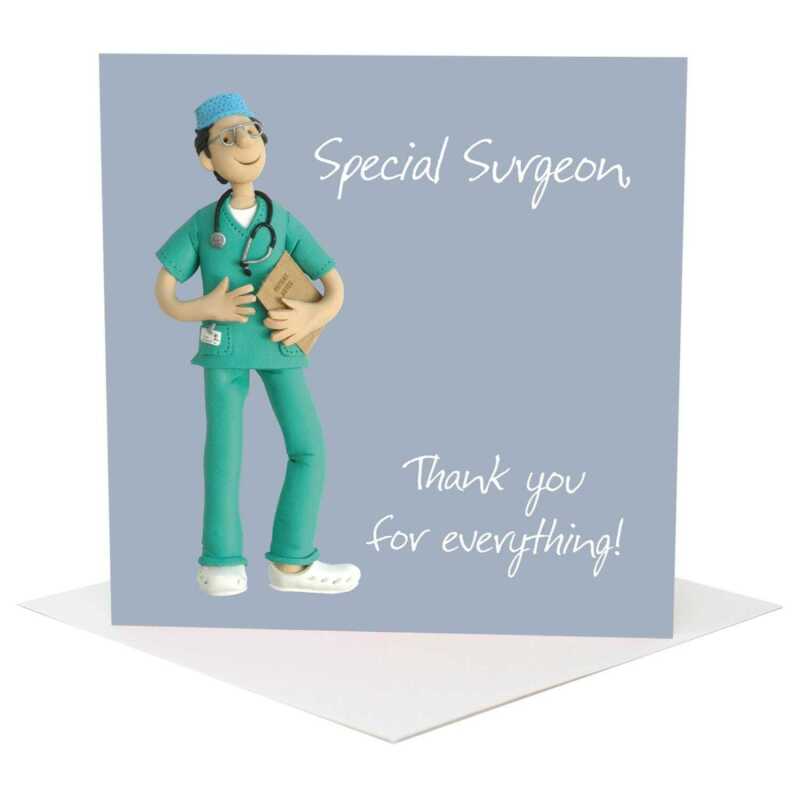 Surgeon Thank You Card - Special Surgeon - Polymer Clay Art by Erica Sturla - Thank You Card UK