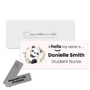 Name Badge - Cute Floral Animal Hello My Name is... - Panda