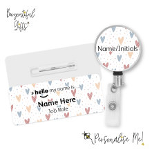 #hello my name is... Name Badge & Metal ID Reel - Polka Dot Hearts