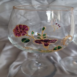 Hand Painted Floral Wine Glass
