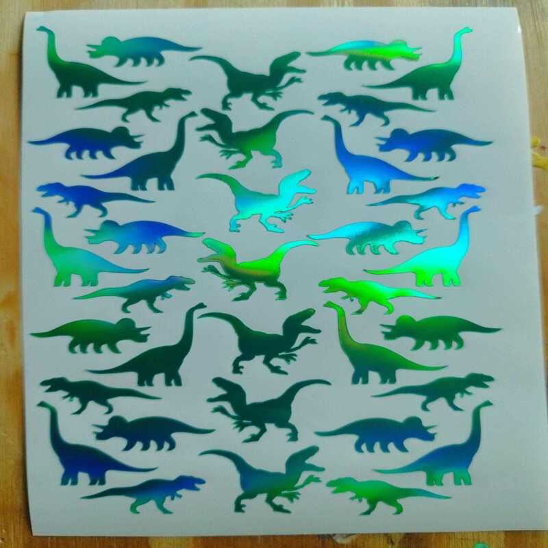 Dinosaur stickers in Chrome Green
