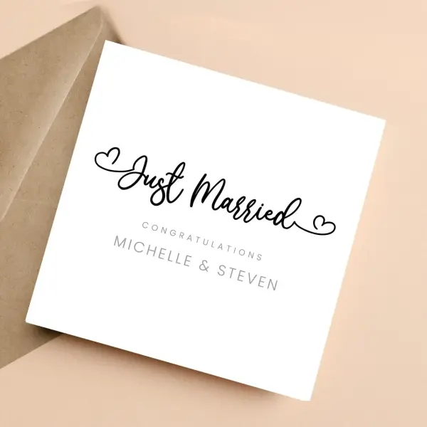 Personalised Wedding Card - Just Married - Standard Smooth Card