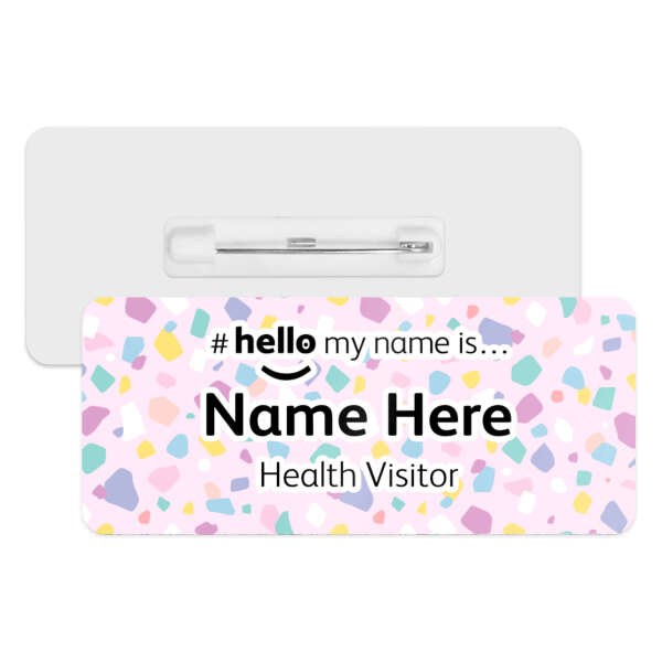 #hello my name is... Name Badge - Pastel Terrazzo Background