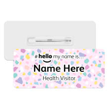 #hello my name is... Name Badge - Pastel Terrazzo Background