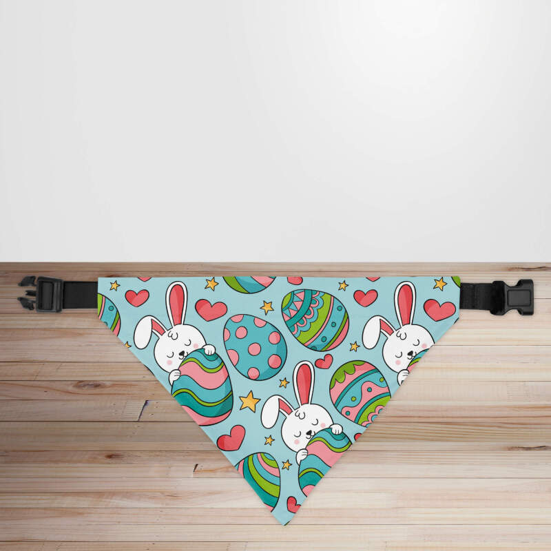 Eggs & Bunnies Easter Dog/Puppy Bandana - Small - 12x17cm (Strap: 25cm - 40cm)
