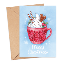 Christmas Card - Festive Hot Chocolate - Small (Approx. A6 | 105mm x 148mm | 4.1in x 5.8in) - Standard Smooth Card