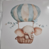 A4 Print Elephant in Hot Air Balloon (nursery39107)