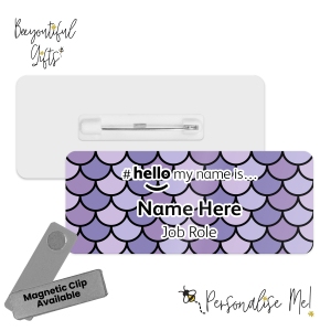 Name Badge - Rainbow Mermaid Scales Hello My Name is... - Purple