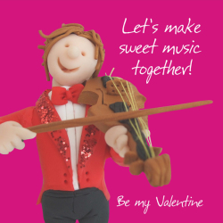 Holy Mackerel sweet music funny Valentines day card - designed by artist Erica Sturla - 15cm square and blank inside for your message - made in the UK