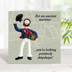 Ancient mariner themed birthday card - designed by Erica Sturla - 15cm square and blank inside, made in the UK