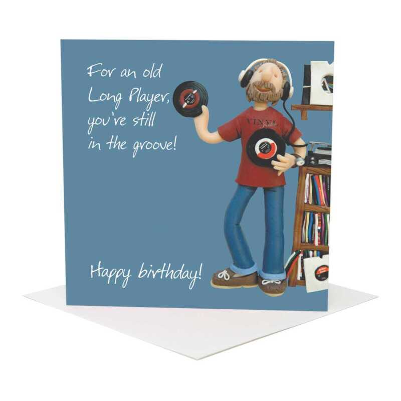 Still in the groove birthday card for a vinyl music fan - designed by Erica Sturla - 15cm square and blank inside, made in the UK